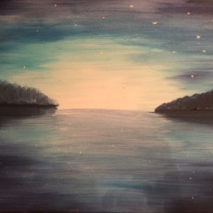 Sterne über dem Kemnader See. Watercolor on canvas. 2021. 60x40