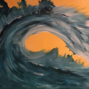 Sturm auf dem Baldeneysee I. Watercolor on canvas. 2021. 70x50