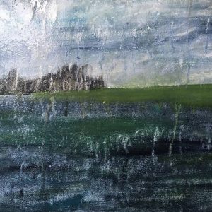 Regen am Rhein, watercolour on canvas, 60x40 cm, 2021. Copyright © VG Bild-Kunst, Bonn 2022.