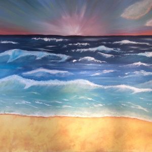 Sonnenaufgang am bewegten Meer. Acrylics on canvas. 2022. 100x120 cm. Copyright: VG Bild-Kunst, Bonn 2023