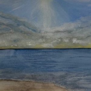 Der Atlantik bei Lissabon bei Tag, acrylics on canvas, 40x50 cm, 2023. Copyright © VG Bild-Kunst, Bonn 2023.