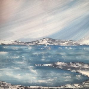 Eis, schmelzend, acrylics on canvas, 60x80 cm, 2025. Copyright © VG Bild-Kunst, Bonn 2025.
