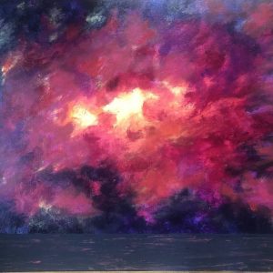 Rote Wolken, acrylics on convas, 80x100 cm, 2025. Copyright © VG Bild-Kunst, Bonn 2025.