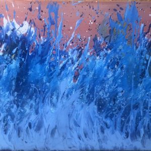 Sprung, acrylics on canvas, 50x100 cm, 2025. Copyright © VG Bild-Kunst, Bonn 2025.